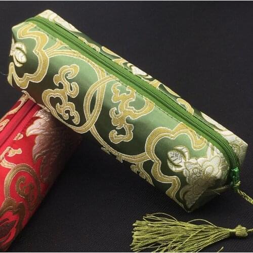 2pcs Tassel Rectangle Zipper Travel Bag Cosmetic Makeup Pencil Case Christmas Gift Pouches Silk Brocade Wedding Party Favor