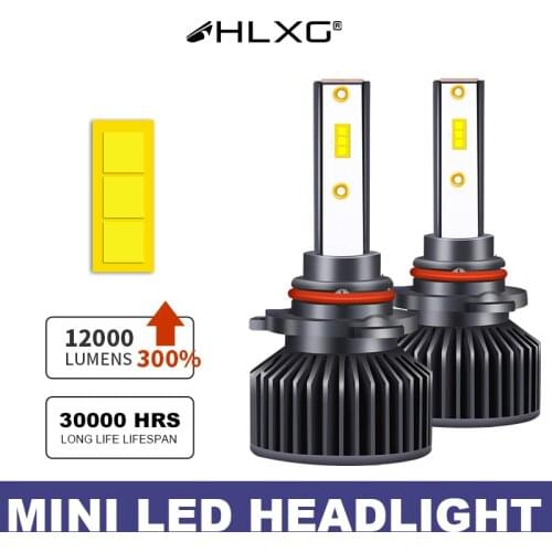 HLXG led h7 H8 H9 H11 bulb Super lamp Auto headlight Mini Size 6000K 12V 10000LM 50W Headlamp 9005 HB3 HB4 9006 H4 LED car light