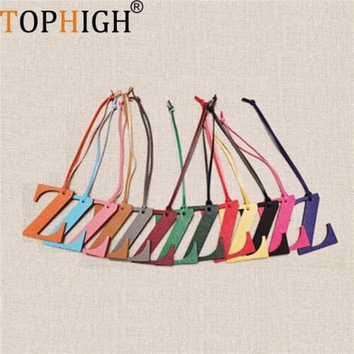 TOPHIGH Original Design Genuine Natural Leather Initial English Letter Z Keychain For Women 2021 Backpack Tassel Men Bag Charms