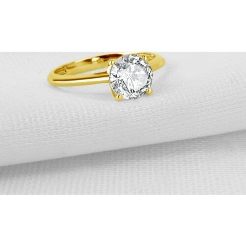 QYI Advanced Customization 14k Solid Yellow Gold Wedding Rings Women Gift 2 Carat Round Simulated Diamond