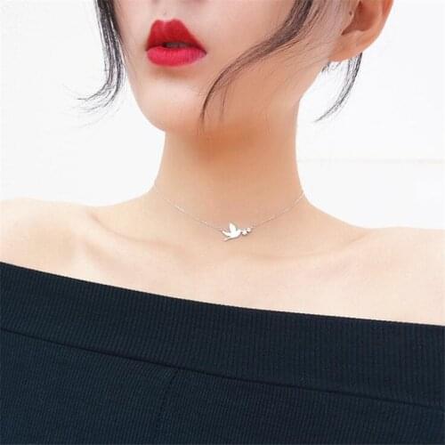 Kindey Bohemia Real Silver Color Swallow Bird Choker Necklaces For Women Wedding Jewelry Gift Boho Necklace