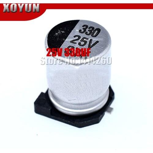 10pcs/lot Electrolytic capacitor 25V330UF 8*10mm SMD aluminum electrolytic capacitor 330uf 25v