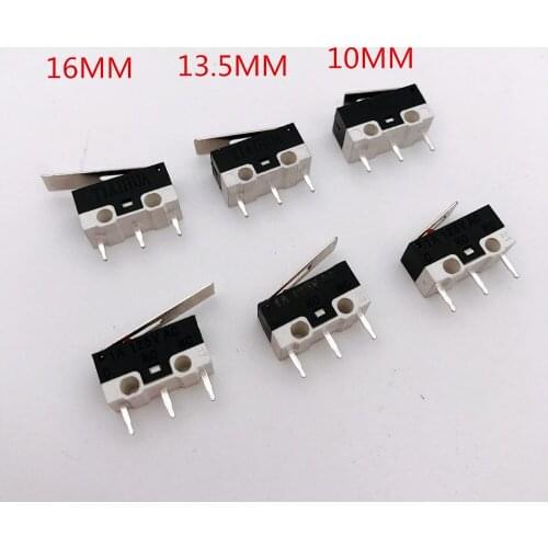 100pcs 3pin Mouse Switch Click switch 1A 125V AC rectangular switches Miniature Micro Switch with handle