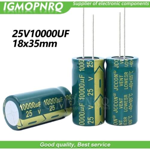 2PCS 25V10000UF 18*35mm igmopnrq Aluminum electrolytic capacitor high frequent low impedance 18x35mm