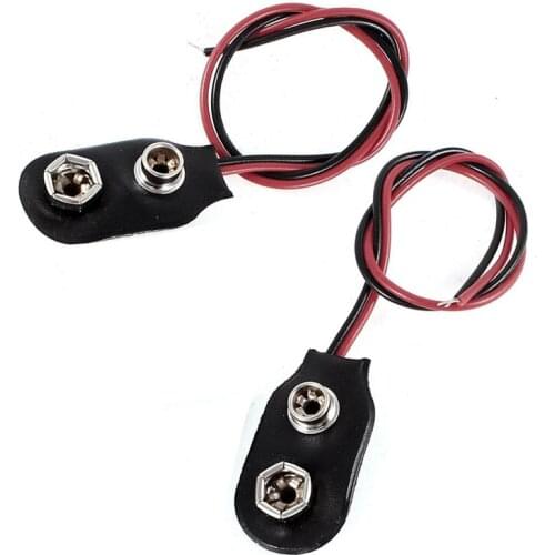 2pcs 15cm Wire Cable 9V 9 Volt Battery Clip Connector I Type #8