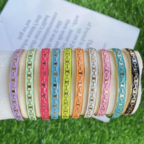 5Pcs/Lot Popular Charm Adjustable Colorful Pig Nose Brass Enamel Bracelets Bangles Jewelry