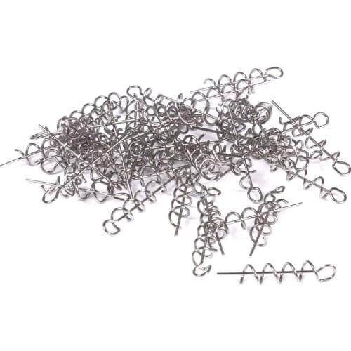 50pcs Spring Lock Fishing Hook Centering Pin For Soft Lure Bait Worm Crank Pin For Soft Bait Lure Mounting Hook Accessories