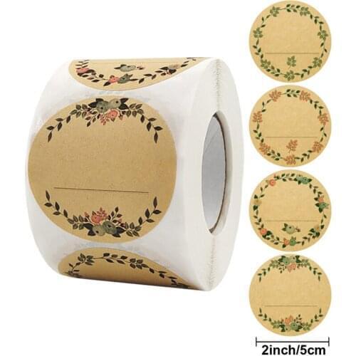 500 Pcs/Roll Custom Kraft Paper Labels Stickers 2 Inch Writable Seal Labels For Handmade Gift Jar Classification Mark Supplies