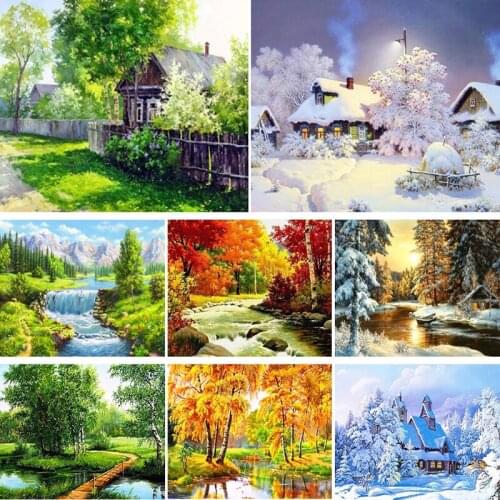 5D Diy Diamond Painting Landscape Cross Stitch Kit Full Drill Embroidery Scenery Winter Mosaic Art Picture of Rhinestones Decor