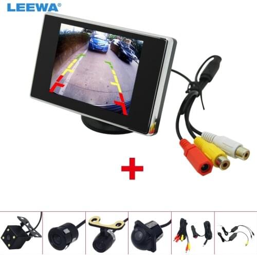 LEEWA 3.5" LCD TFT Stand-alone Monitor With Rear View Parking Camera RCA Video System 2.4G Wireless & Cigarette Lighter