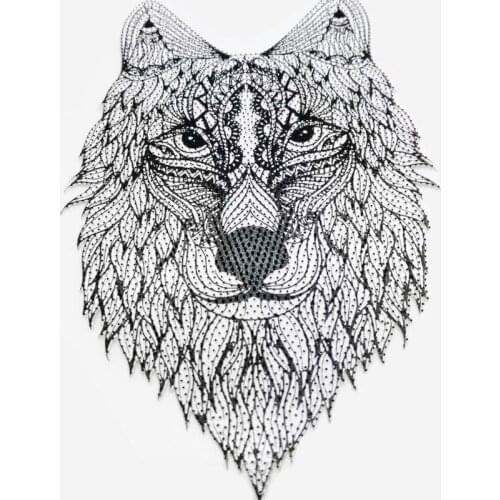 [Large] wholesale / retail 3D wolf head 3.46 "* 5.31" patch ironing clothes stickers clothing backpack embroidery