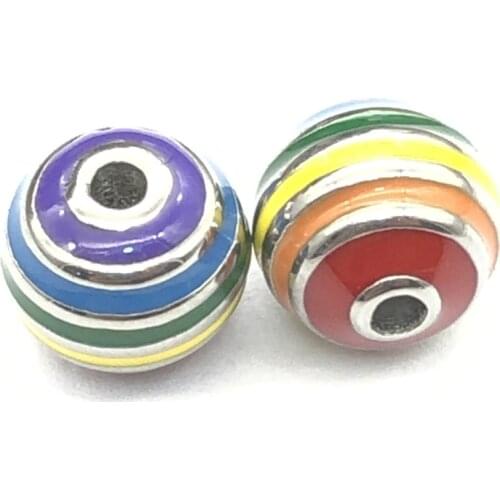 2mm Hole 316L Stainless Steel Enamel Colorful Round Ball Beads Charm Spacer Beads For Jewelry Making Bracelet DIY Fittings