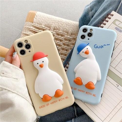 Three-Dimensional Cute Duck Phone Case for Iphone11pro/7/8Plus Soft Shell iPhone XR s 11pro Max