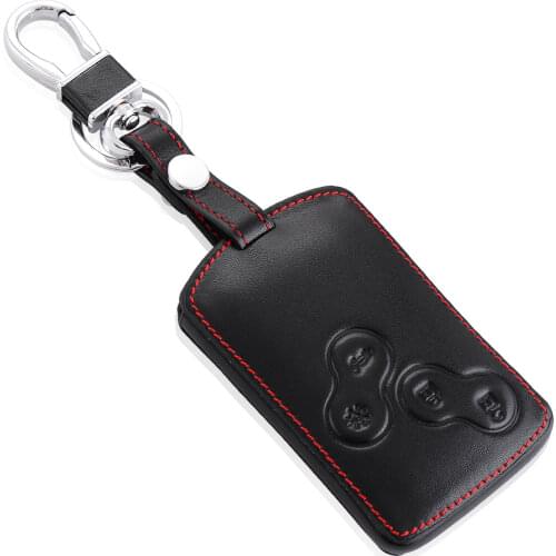 Genuine Leather Car key cover case protector Sticker for Renault Clio Logan Megane 2 3 Koleos scenic card remote keyless
