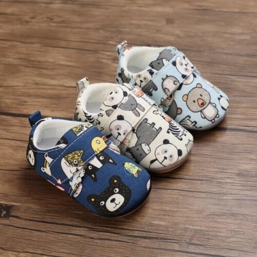 Infants Aged 0-1 In Autumn Cartoon Leisure Prewalker for Newborn Cotton Graffiti Soft Sole Baby Shoes