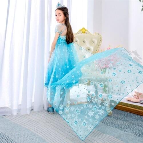 Princess Children Birthday Party Prom Evening Kids Vestidos Infant Summer Dress with Cloak Snow 2 Cosplay Fancy Girls Clothes