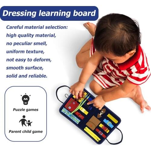 2-7Y Children Early Education Toys Fabric Toddler Busy Board Montessori Basic Skills Activity Board Sensory Autism Toys