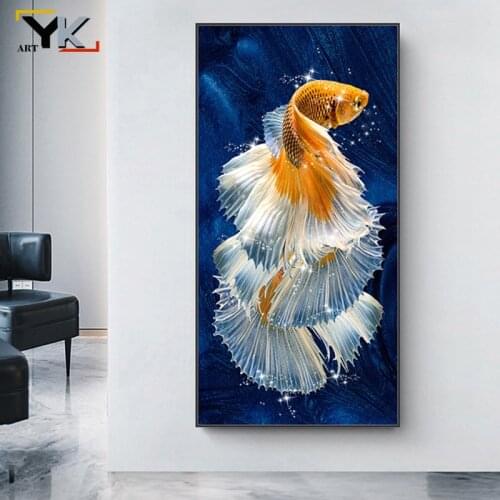 Koi Fish Feng Shui Carp Lotus Pond Pictures Oil Painting on Canvas Posters and Prints Cuadros Wall Art Pictures For Living Room