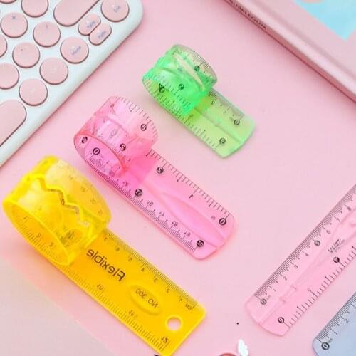 1PC Multicolour Soft Ruler Student Flexible Ruler Tape Measure Straight Ruler Office School Supplies Size 15cm