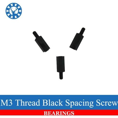Hot 50Pcs M3+6mm Thread Black Spacing Screw For PCB Motherboard Fixed Nylon Standoff Spacer Pillar New