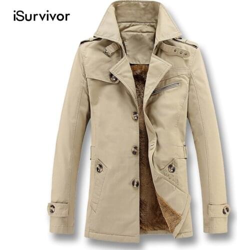 ISurvivor 2021 Men Winter Fleece Thick Jackets and Coats Overcoats Male Casual Fashion Slim Fitted Large Size Jackets Hombre Men