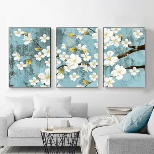 3pcs Multiple Frameless Oil Painting Flower Wall Art Plum blossom Oil Painting By Numbers Canvas DIY Modular Painting RS4050