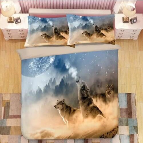 Animals 3D Wolf Moon Bedding Set Custom Bedding Quilt Cover Quilt and Pillow Case Bed Cover Home Textile