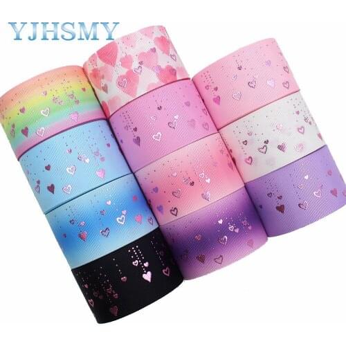 YJHMY,I-191211-2709,38mm,10yards Colorful gradient Love bronzing grosgrain Ribbons,DIY bow cap,Valentines Day party decorations