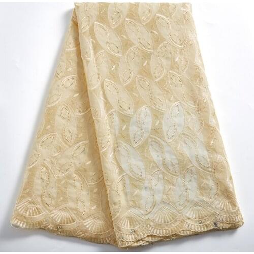 SJD LACE Fashion African Lace Fabric 2021 New High Quality Golden Swiss Voile Cotton Laces Embroidery Women Wedding Dress A2428