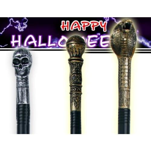 Evil Witch Halloween Fancy Dress Handheld Cane Staff Snake Skeleton Skull King Magic Wands Canes Easter Costume Party Stage prop
