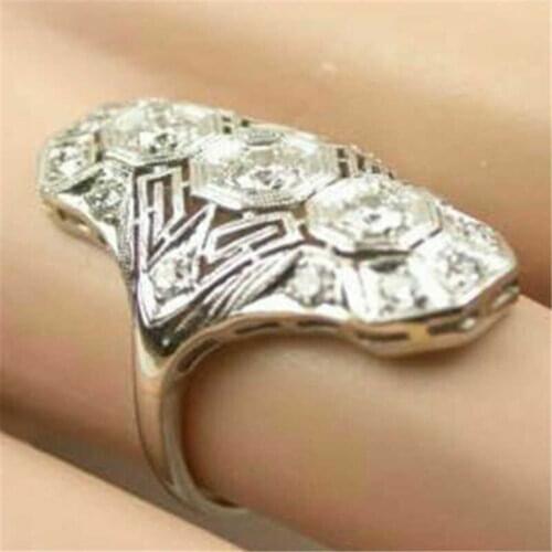 Fashion womens white zircon punk ring with punk jewelry size 6-10