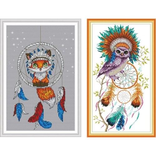 Cross Stitch Kits Owl Dream Catcher Stamped DMC Printed 11CT 14CT Counted Print Embroidery Craft Kits Embroidery Needlework Sets