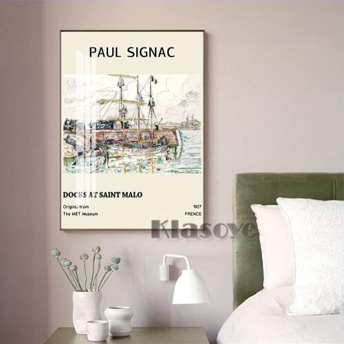 Paul Signac Landscape Exhibition Museum Art Prints Poster Docks At Saint Malo Retro Wall Hanging Picture Living Room Home Decor