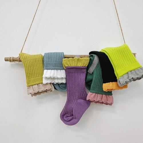 3 Pairs Baby Boys Girls Winter Socks Kids Cartoon Lace Spring Autumn Cotton Breathable Vintage Lace Princess Socks