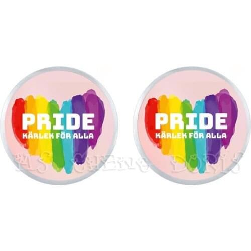New Rainbow Earrings For Women Men 12mm Glass Dome Gay And Lesbian LGBT Pride Jewelry Parade Demonstration Stud Earrings Gift