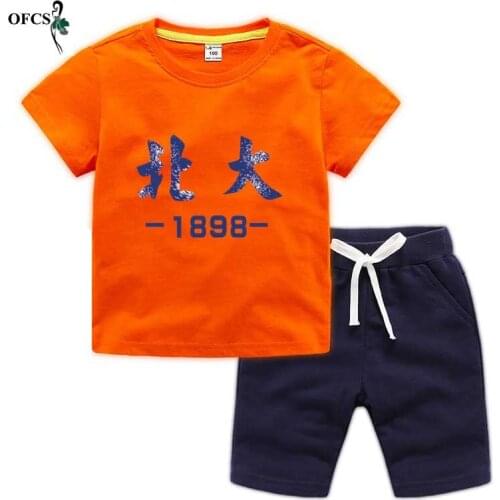 New Summer Childrens Clothes Sets Cotton Fashion short Sleeves T-shirt+Shorts Newborn Girl Baby Boys Clothing Kids Suit 18M-12T