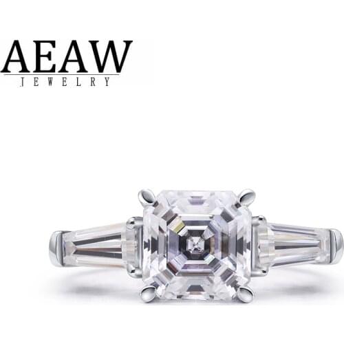 0.7carat DEF Color Asscher Cut Excellent Cut VVS1 Moissanite Engagement Ring Real 14K White Gold For Women Fine Ring Certificate