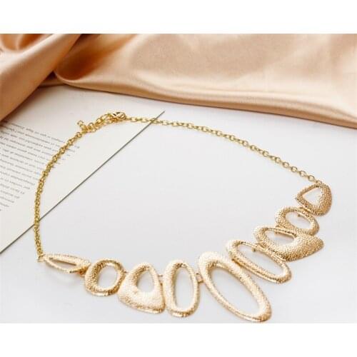 12 Pieces/Lot Water Drop Pendants Necklace Geometric Irregular Scrub Metal Short Clavicle Chain Jewelry Statement Charm Choker