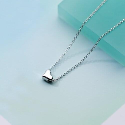 MloveAcc 925 Sterling Silver Necklace for Women Heart Shape Pendant Choker Necklace Real Silver Simple Style Fine Jewelry