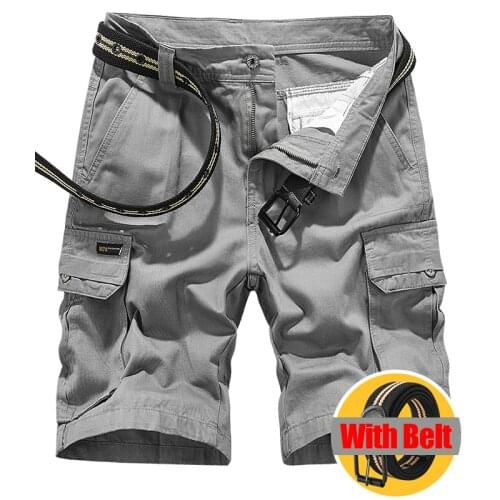 Belt Is Included) Summer Cargo Cotton Shorts Men Casual Workout Military Mens Shorts Knee-Length Short Pants Tactical Torusers