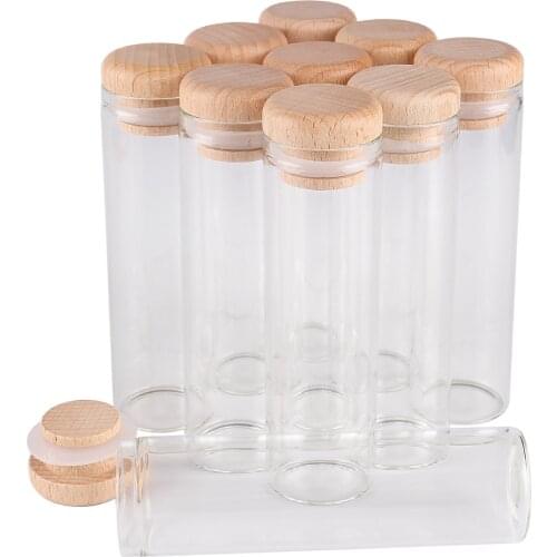 24 pieces 50ml 30*100mm Test Tubes with Wooden Lids Glass Spice Jars Glass Vials Wishing Bolttes Wish Bottle Glass Container