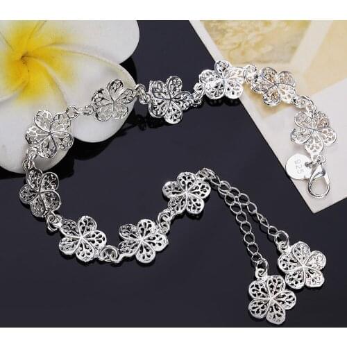 Christmas gifts flower chain fashion 925 sterling silver Bracelet for woman fine luxury jewelry Wedding party Popular brands