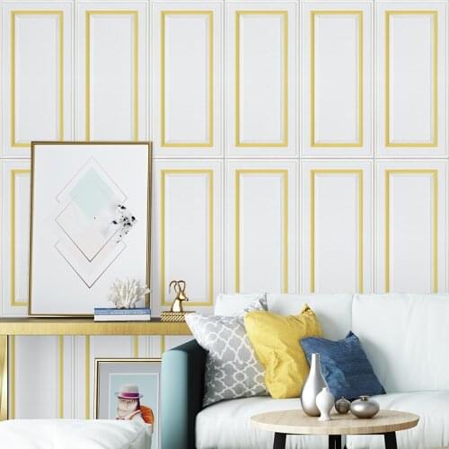 Self-adhesive wall sticker 3D Foam waterproof wallpaper Luxury golden wall skirting Wall panel TV background wall Decor sticker
