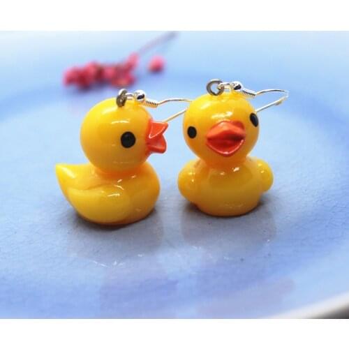 1 Pair Women Hypoallergenic Ear Hook Earrings Mini Cute Small Yellow Duck Shaped Earring Jewelry Crafts
