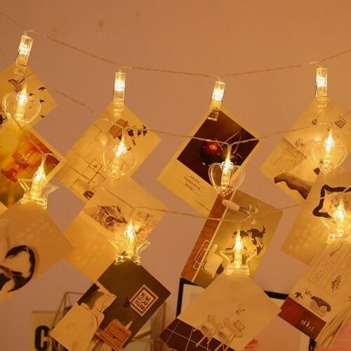 Flash Lighting string LED Clip lamp String love star photo clip photo background Decoration hanging lamp Flash phicture