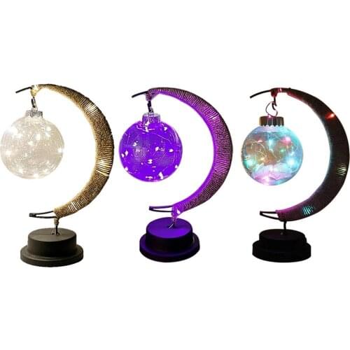 LED Star Moon Light Handmade Hemp Rope Iron Night Light AA Battery Charged Table Lamp Christmas Decoration Light Children Gift
