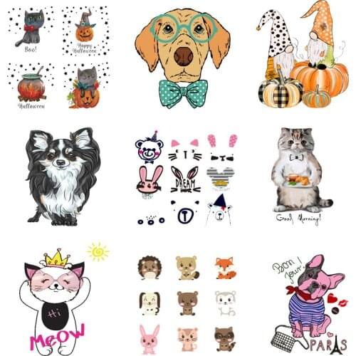 Iron on Transfer for Clothing Thermoadhesive Patches Stickers Diy Lovely Animal Textile Vinyl Stripes Thermotransfer for Dress J