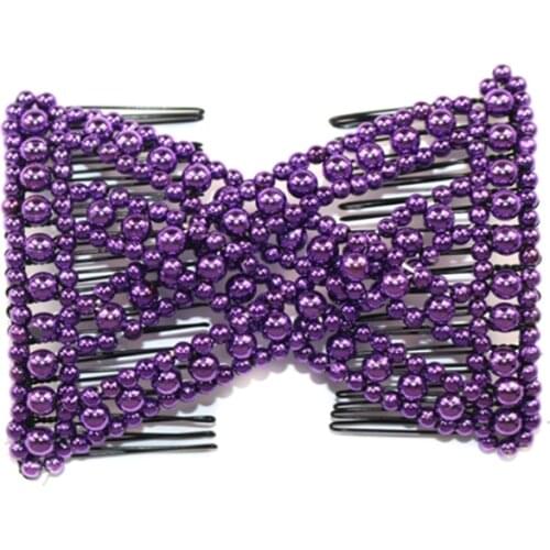 Magic Hair Comb EZ Beaded Double Stretchy Delicate Elastic Women Clips Hairstyle N58F