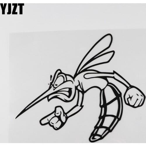 YJZT 17CMX14.3CM Fun Angry Mosquito Insect Bloodsucking Vinyl Car Sticker Black /Silver 13C-0184