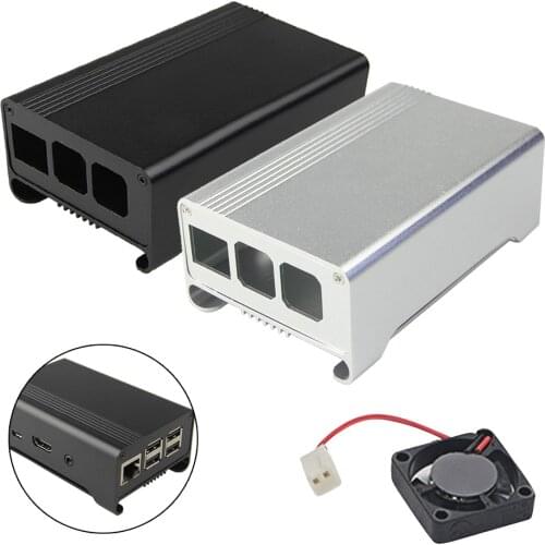 Elisona Aluminum Alloy Protective Case Skin with Mini Cooling Fan Bundle Kit Set for Raspberry Pi 2 3 Pi3 Pi2 Model Modelo B